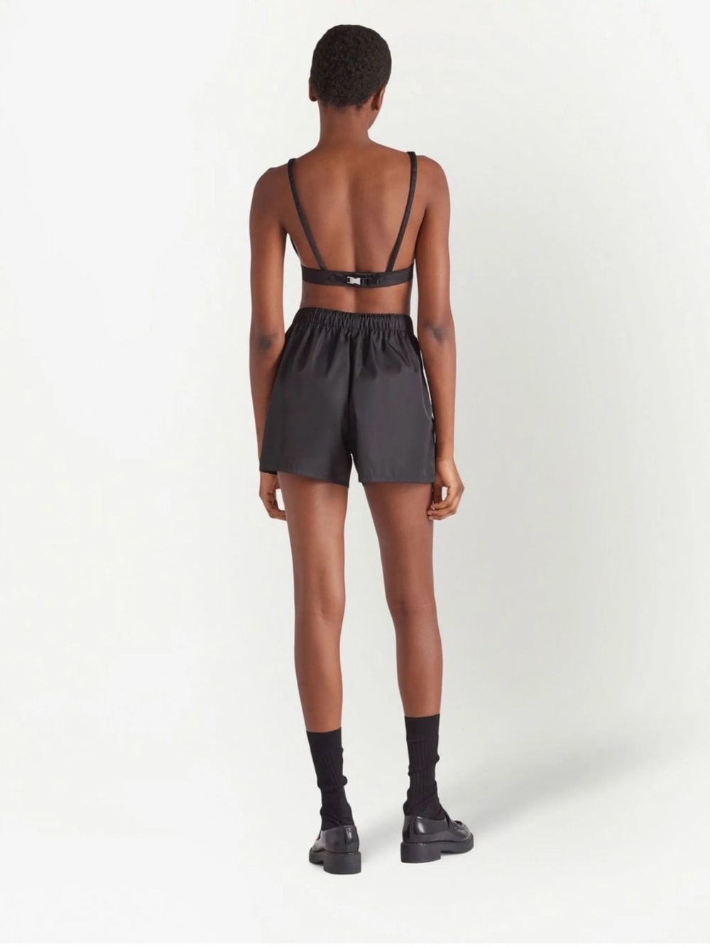 Prada Black Elastic-Waist Nylon Shorts - Picture 4 of 11